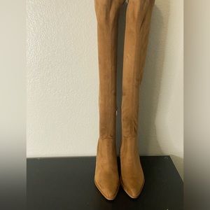 Marc Fisher Boots Gwyneth Brown Suede Heeled Over The Knee Block Heel